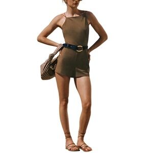 Maeve Anthropologie Strappy Micro Square Neck Romper Womens L Crisscross Back